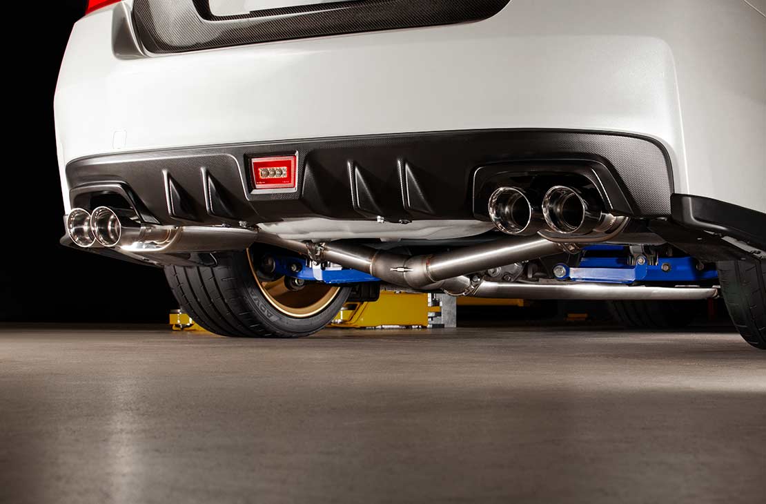 Cobb GV/vA Muffler Tips Behind Rear Bumper