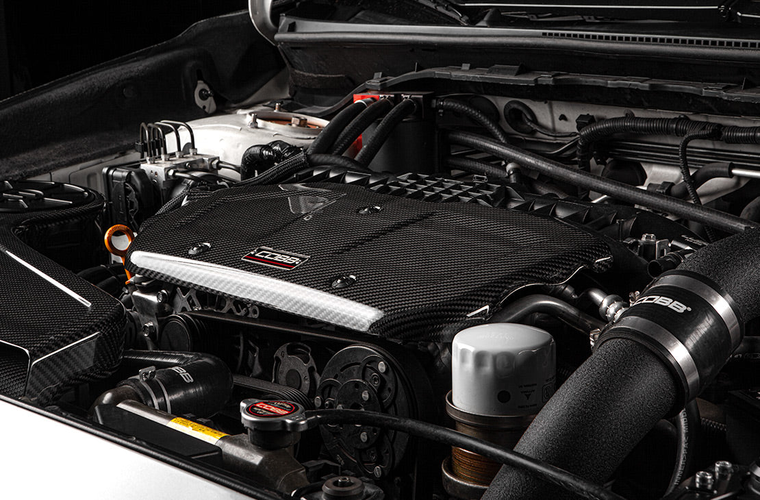 Cobb Carbon Engine Cover Installed View